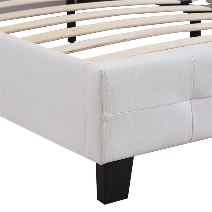Lit double futon GOMERA, 160 x 200 cm, avec sommier, revêtement synthétique blanc