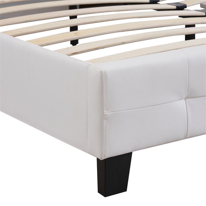 Lit double futon GOMERA, 180 x 200 cm avec sommier, revêtement synthétique blanc
