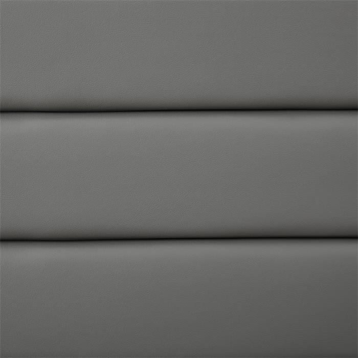 Lit 1 place HUDSON, 90 x 190 cm, capitonné avec sommier, revêtement synthétique gris