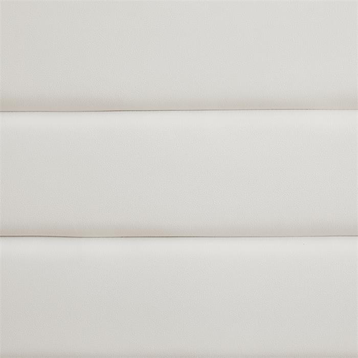 Lit 1 place HUDSON, 90 x 190 cm, capitonné avec sommier, revêtement synthétique blanc