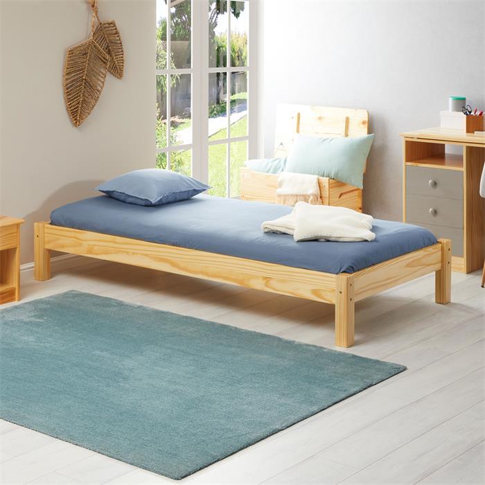 Lit futon TAIFUN, 90 x 190 cm, en pin massif finition vernis naturel