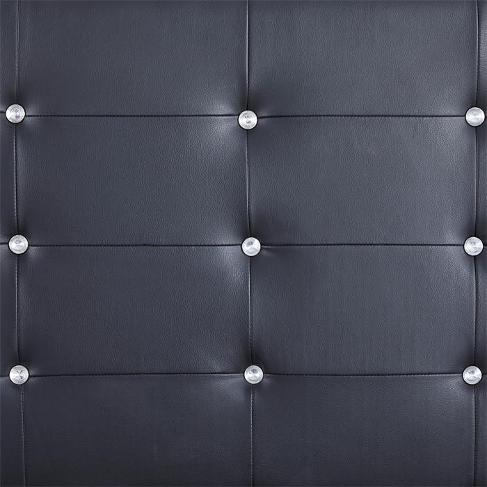 Lit simple TICO, 90 x 190 cm, capitonné avec sommier, revêtement synthétique noir