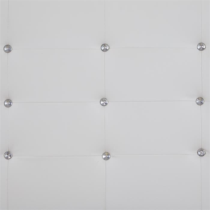 Lit double JOSY, 140 x 190 cm, capitonné avec sommier, revêtement synthétique blanc