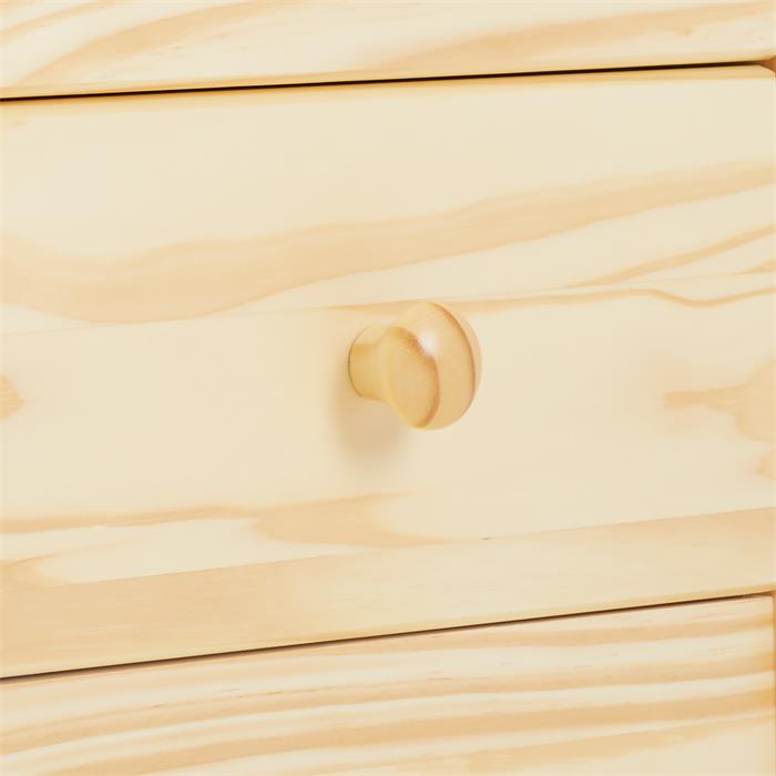 Table de chevet en pin RONDO 2 tiroirs, vernis naturel