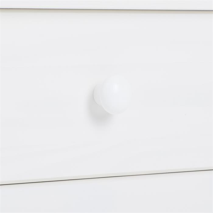 Table de chevet en pin RONDO 2 tiroirs, lasuré blanc