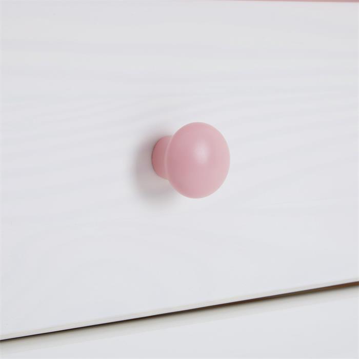 Commode en pin RONDO, 3+4 tiroirs lasuré blanc et rose