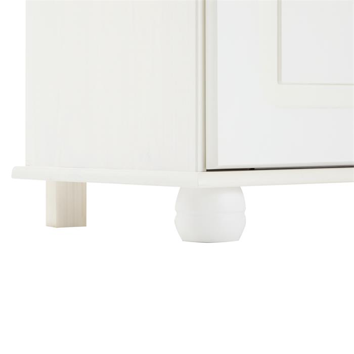 Meuble TV en pin BELFORT, 2 portes + 2 niches, lasuré blanc