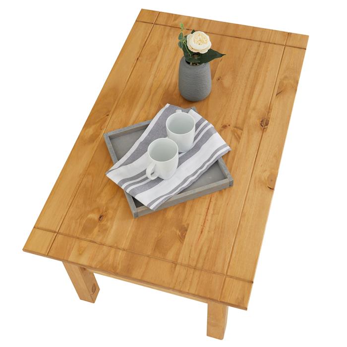 Table basse CANCUN avec 1 tiroir, en pin massif finition teintée/cirée