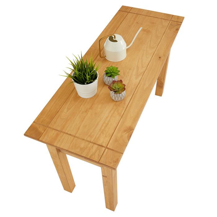 Table console CANCUN avec 2 tiroirs, en pin massif finition teintée/cirée
