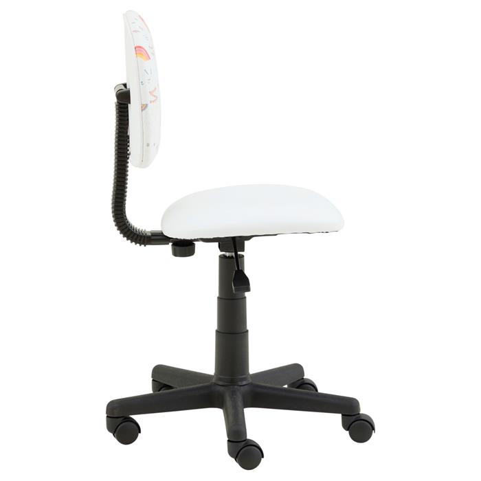 Chaise de bureau pour enfant ALPACA pivotante, en synthétique blanc, motif lama