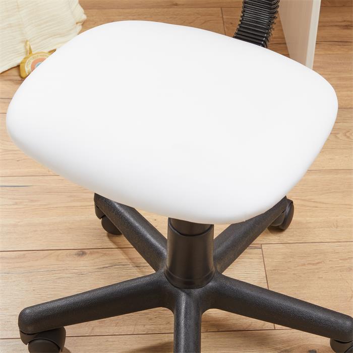 Chaise de bureau pour enfant ALPACA pivotante, en synthétique blanc, motif lama