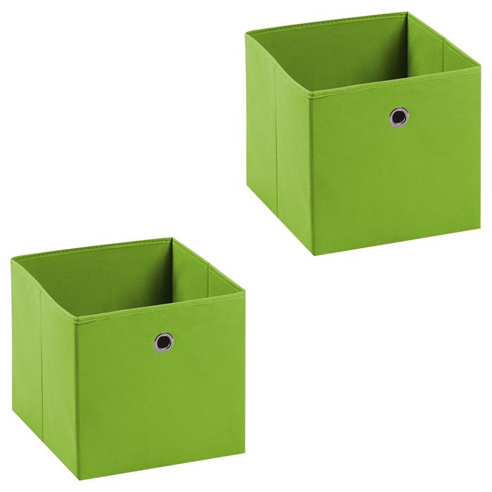 Lot de 2 boîtes de rangement ELA, en tissu vert