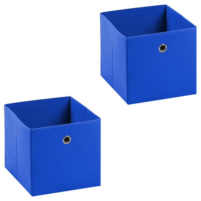 Lot de 2 boîtes de rangement ELA, en tissu bleu