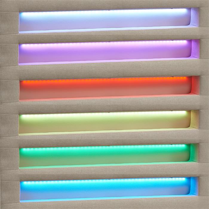 Lit LED simple MOLINA 90x190 cm, avec sommier, revêtement tissu beige