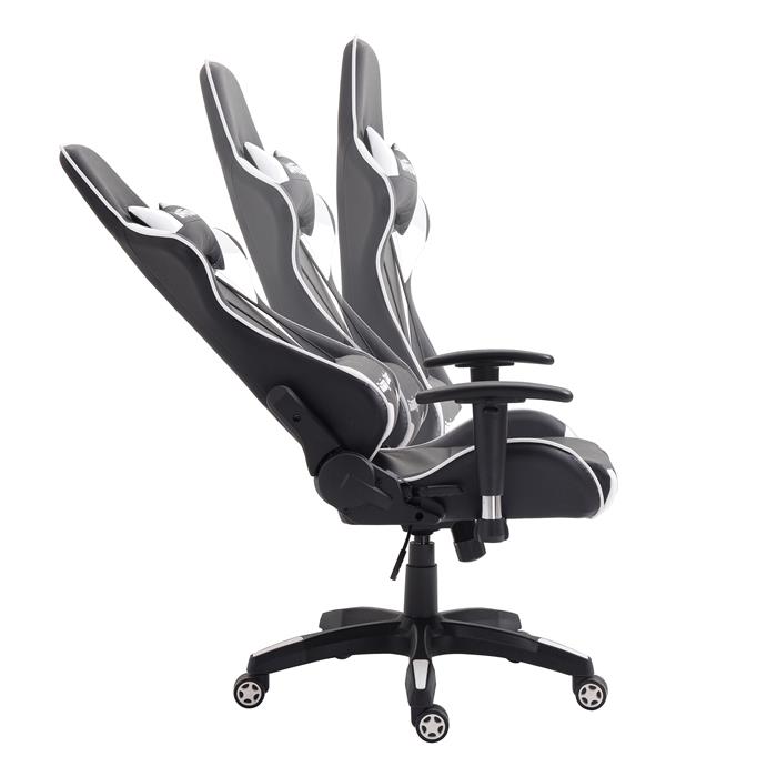Chaise de bureau GAMING, revêtement synthétique noir et blanc