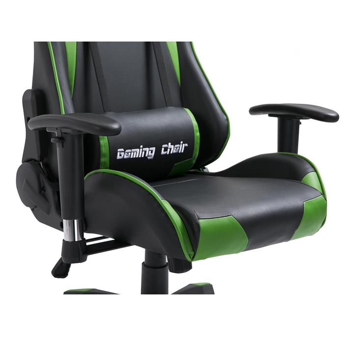 Chaise de bureau GAMING, revêtement synthétique noir et vert