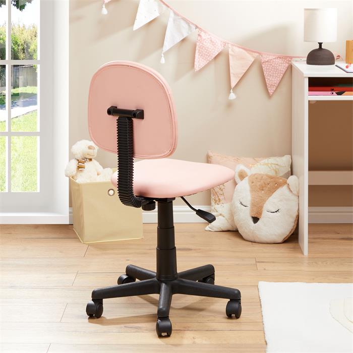Chaise de bureau pour enfant UNICORN, revêtement synthétique rose avec motif licorne