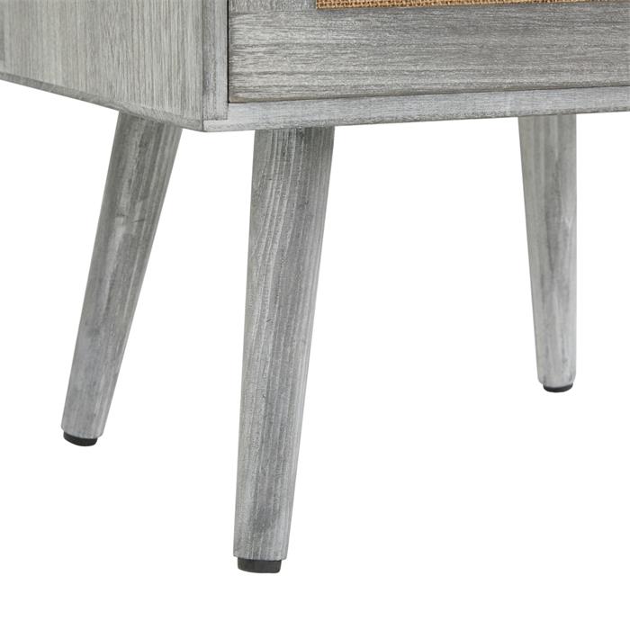 Table de chevet WAMAN 2 tiroirs, en bois de paulownia lasuré gris