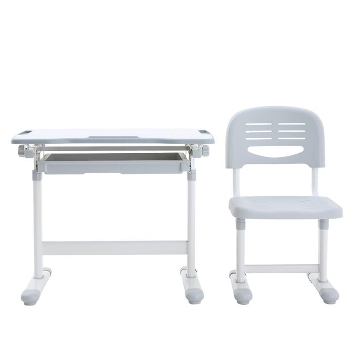 Ensemble bureau et chaise pour enfant TUTTO de coloris blanc et gris