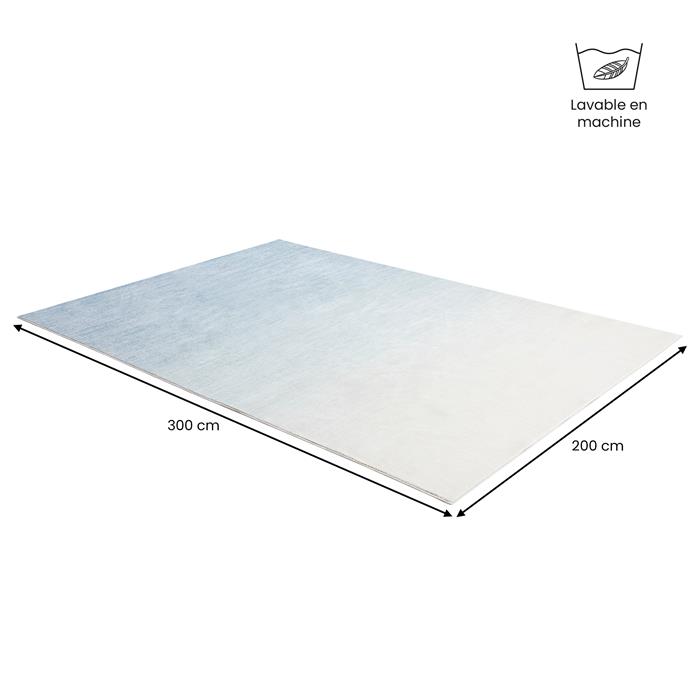 Tapis OMBRE rectangulaire 200x300 cm, avec dégradé de couleurs, en polyester bleu clair