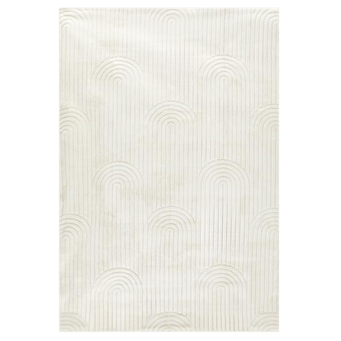 Tapis BOW rectangulaire avec motif arc en relief, 200 x 300 cm, en polyester beige