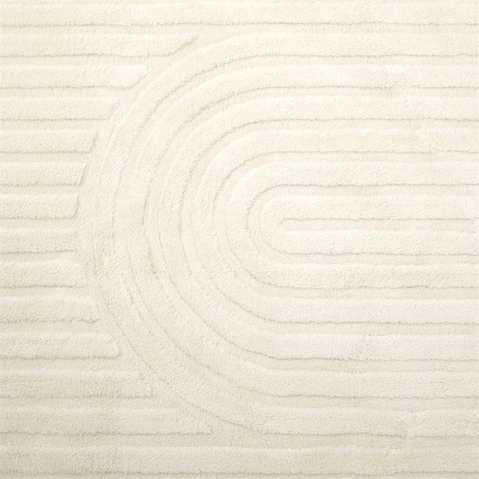 Tapis BOW rectangulaire avec motif arc en relief, 200 x 300 cm, en polyester beige