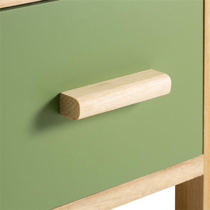Table de chevet enfant ESTA, en bois de paulownia vert et naturel