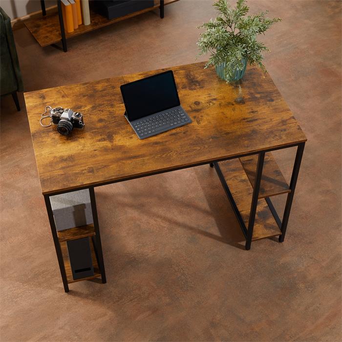 Bureau en métal EVORA avec plateau en fibres de bois couleur brun rustique