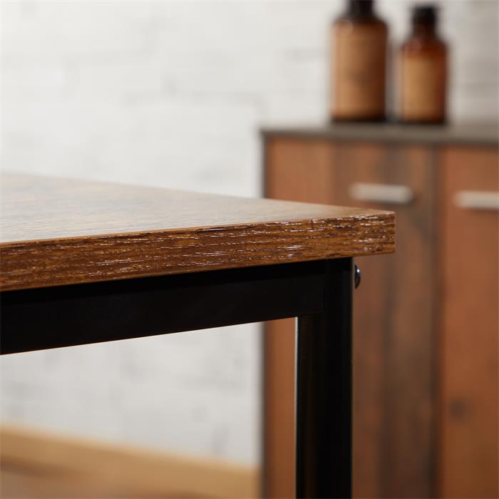 Bureau en métal IZEDA avec plateau en fibres de bois couleur brun rustique