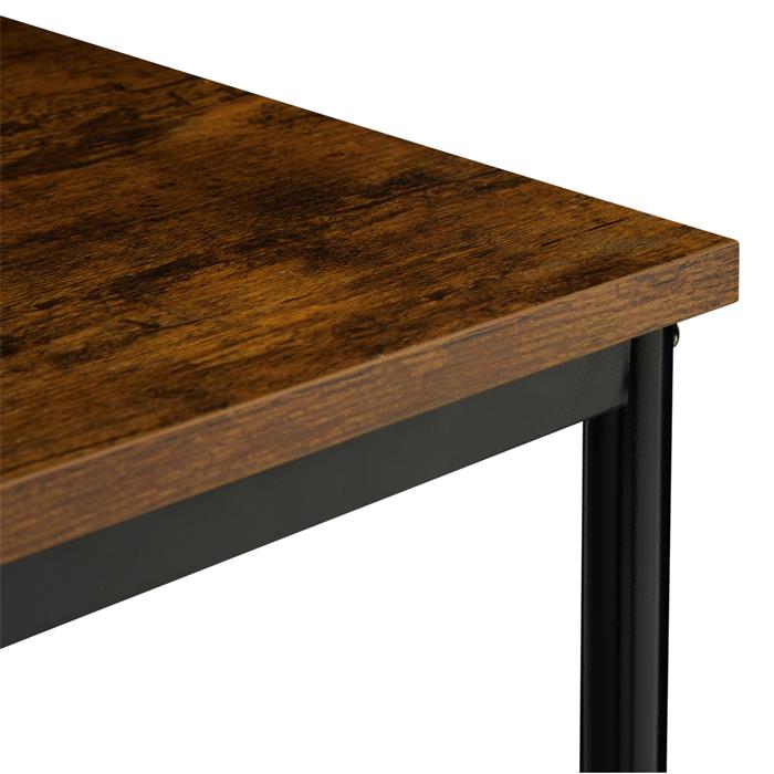 Table haute de bar BRAGA en métal avec plateau en fibres de bois couleur brun rustique