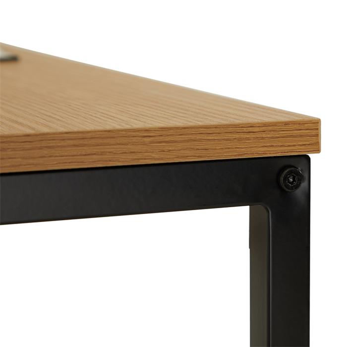 Table haute de bar BRAGA en métal avec plateau en fibres de bois couleur chêne sauvage