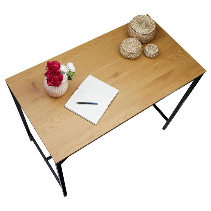 Table haute de bar LAMEGO en métal avec plateau en fibres de bois, couleur chêne sauvage